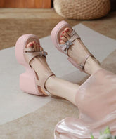 Stilvolle Splicing Wedge Sandalen Pink Peep Toe Schnalle Riemen